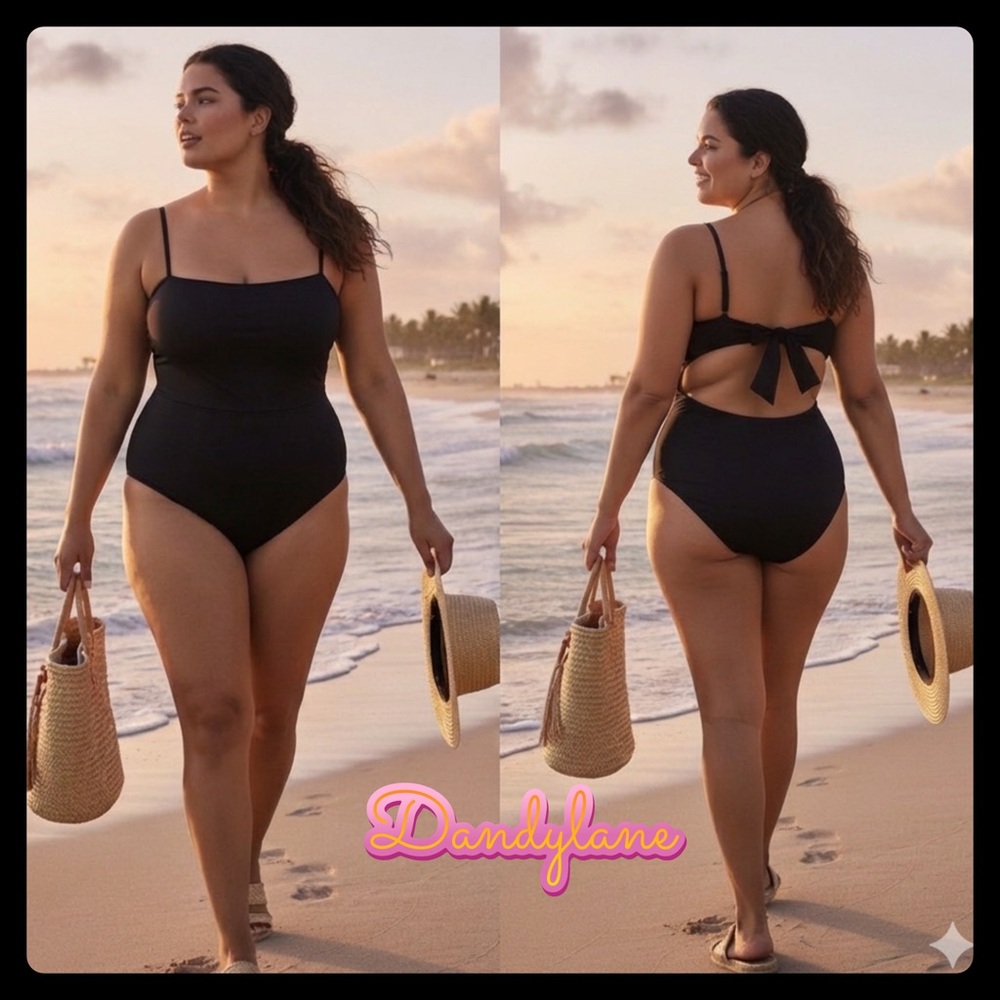 J. Crew Cut out Tie Back Black One-Piece Swimsuit size 22